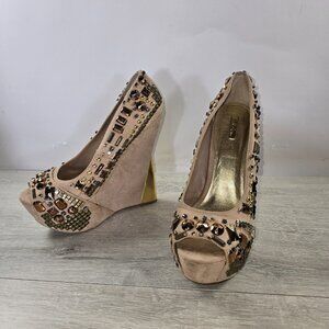 Wild Pair Platform Shoes Stiletto Suede Womens 8.5M Peep Toe Ultra High Heel